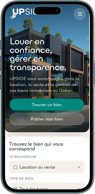 Le site UPSIDE sur smartphone