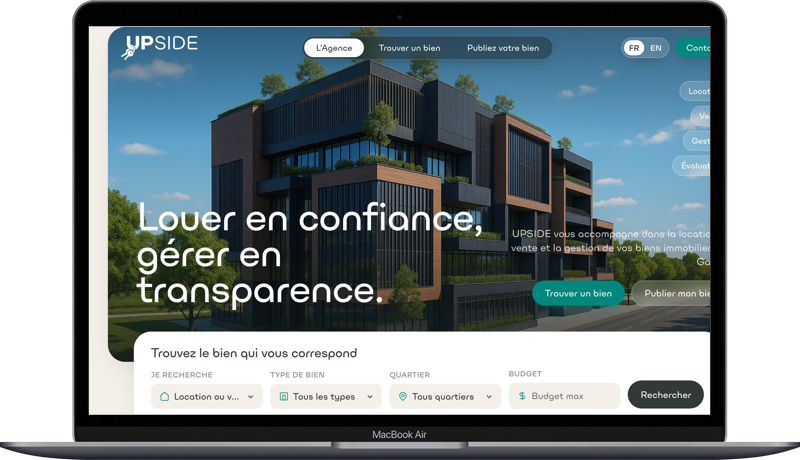 Le site UPSIDE sur ordinateur