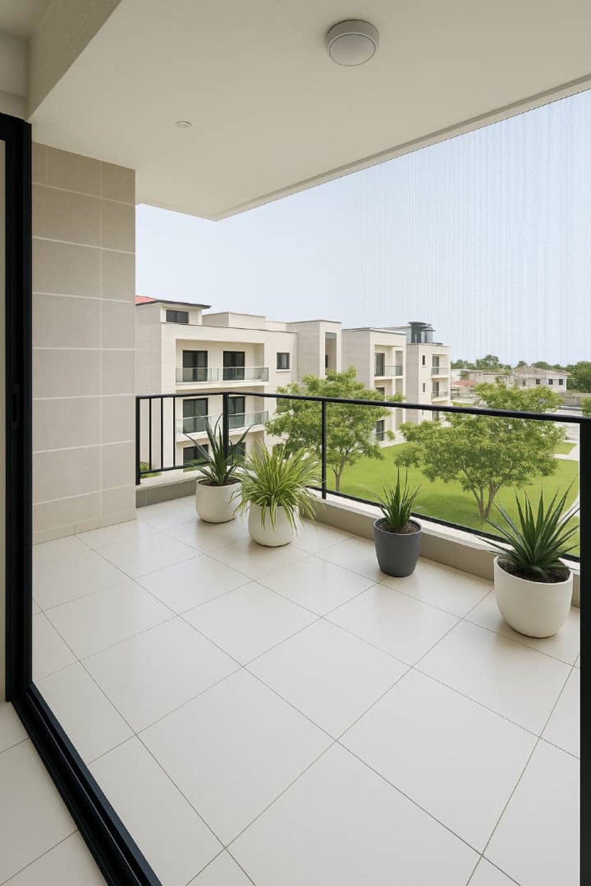 Balcon d’un bien UPSIDE avec vue sur la baie de Libreville